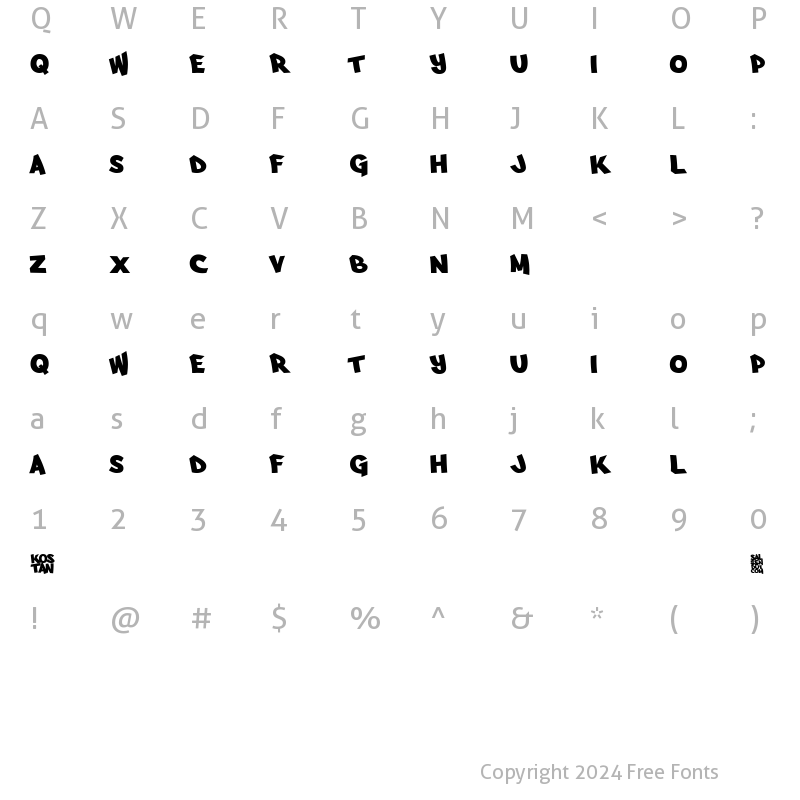 Character Map of Arfmoochikncheez Regular