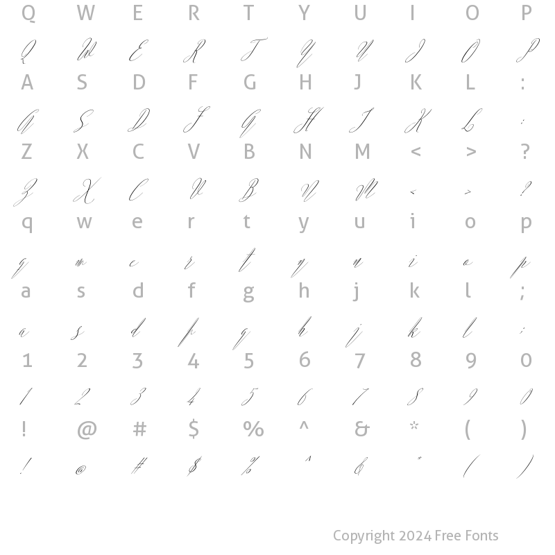 Character Map of Argentina Script Italic