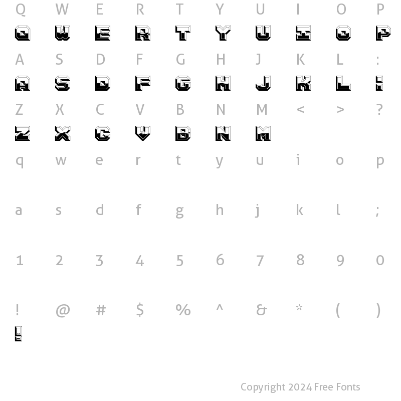 Character Map of Argentum Shine Regular