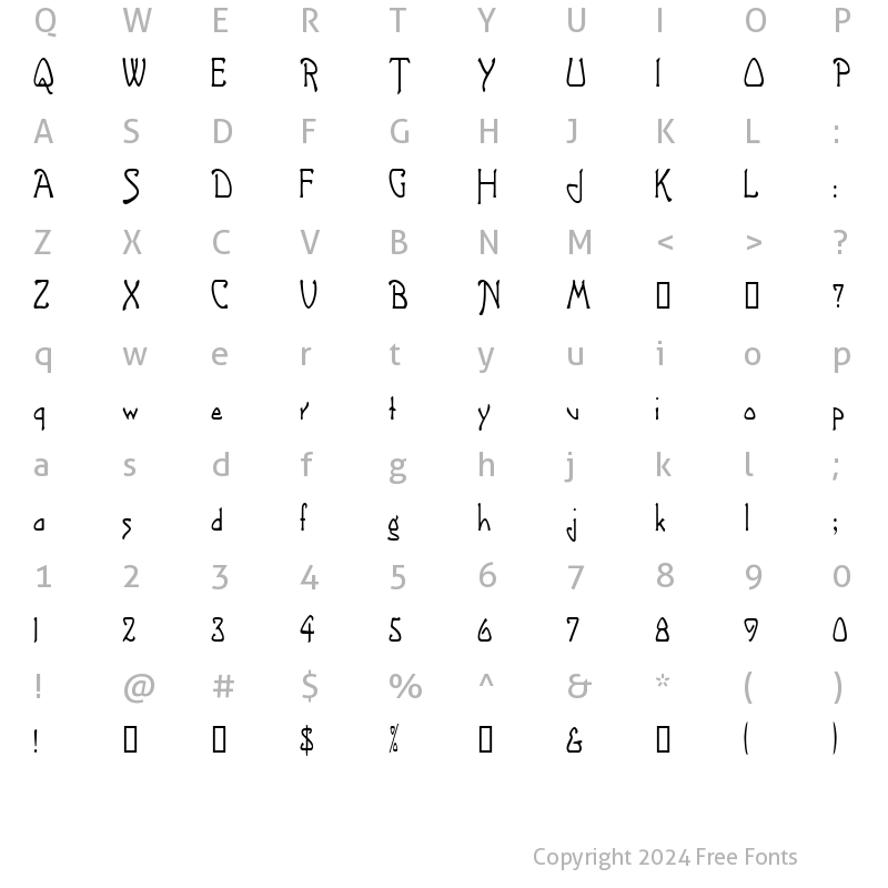 Character Map of ArgonautCondensed Regular