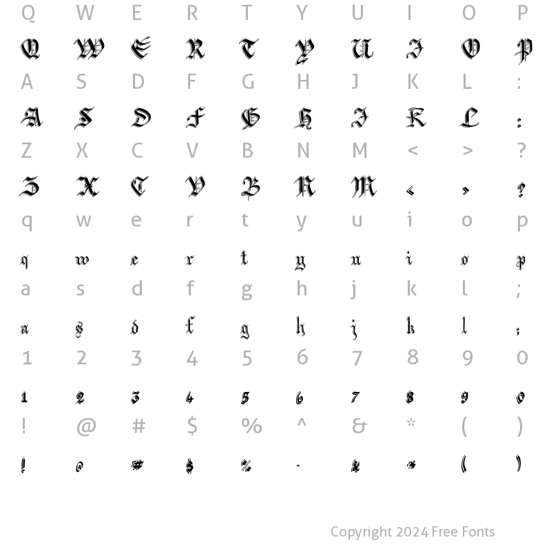 Character Map of Argor Biw Scaqh Regular