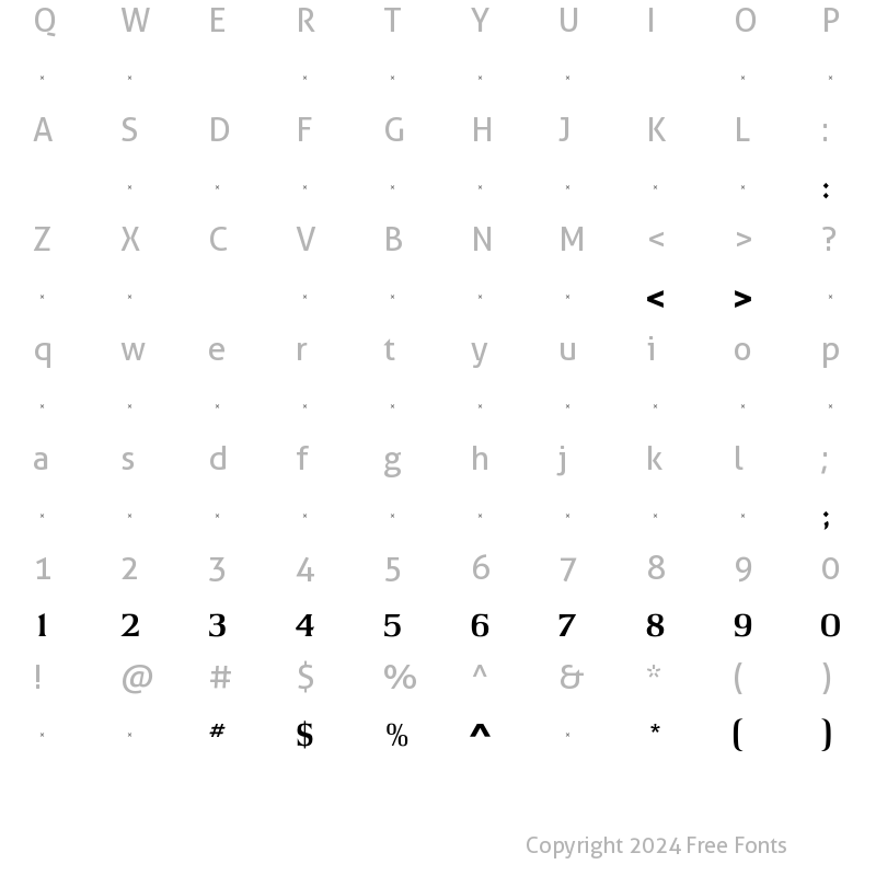 Character Map of ArgusBoldTab Regular