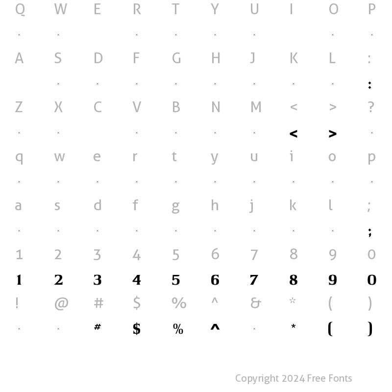 Character Map of ArgusExBoldTab Regular