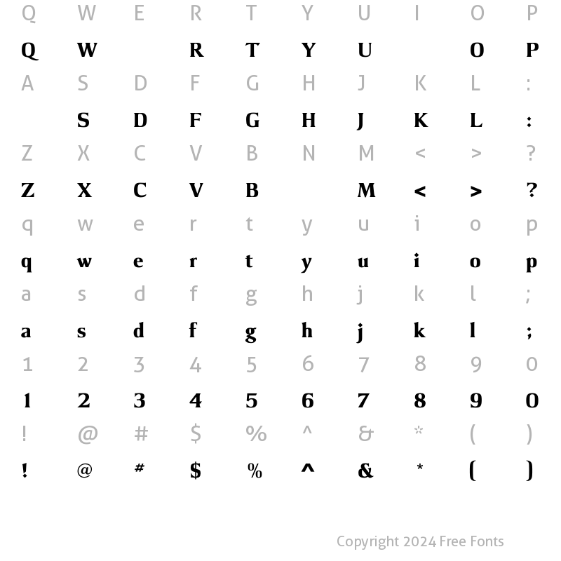 Character Map of ArgusExtraBold Regular