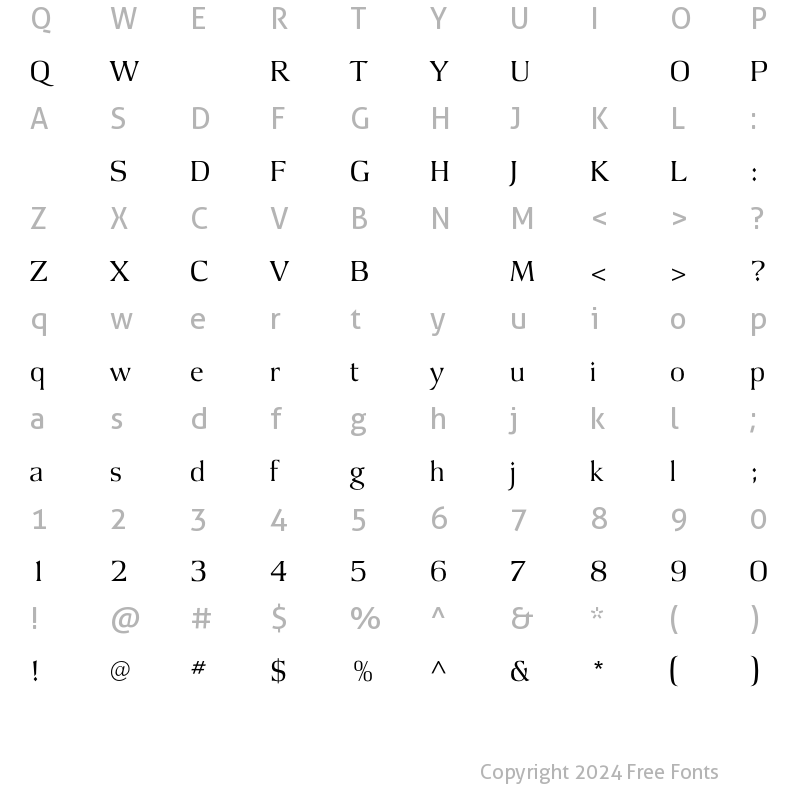 Character Map of ArgusLight Regular