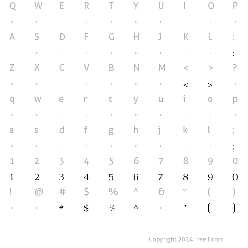 Character Map of ArgusLightTab Regular