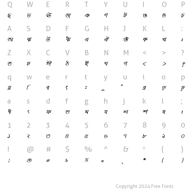 Character Map of ArhialkhanMJ Italic