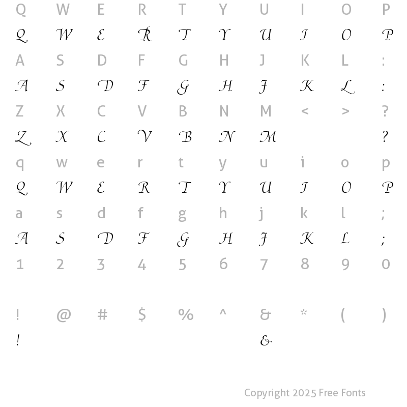 Character Map of Ariadne Roman Regular