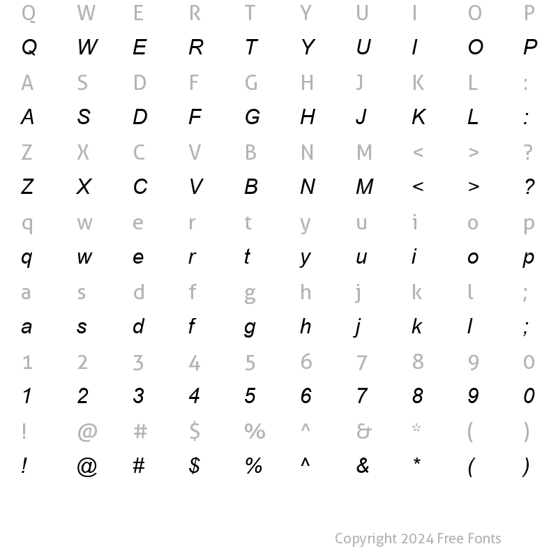 Character Map of Arial Cyr Italic