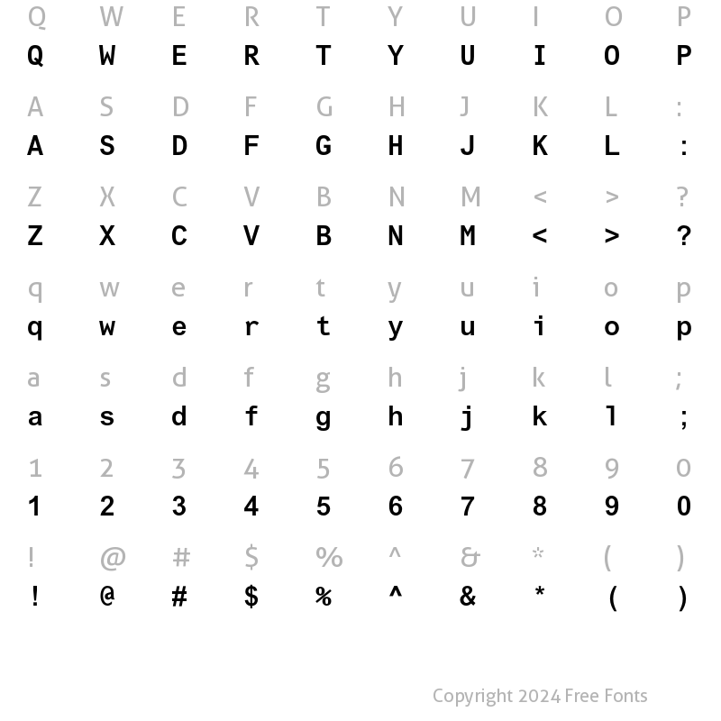 Character Map of Arial Monospaced MT Std Bold