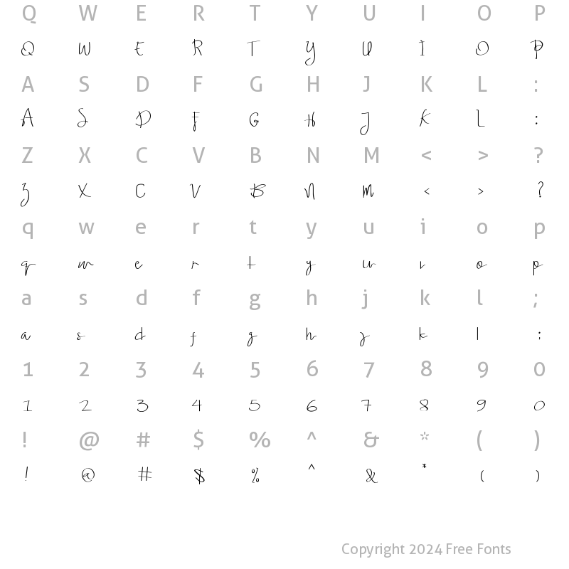 Character Map of Ariesta Moon Regular