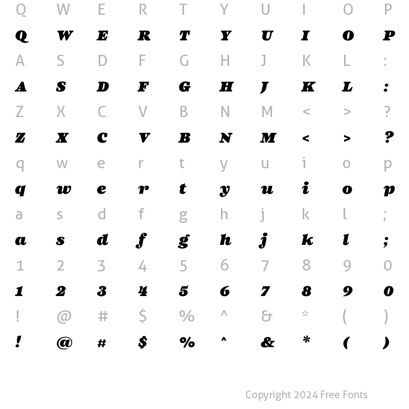 Character Map of Arise Ultra Italic