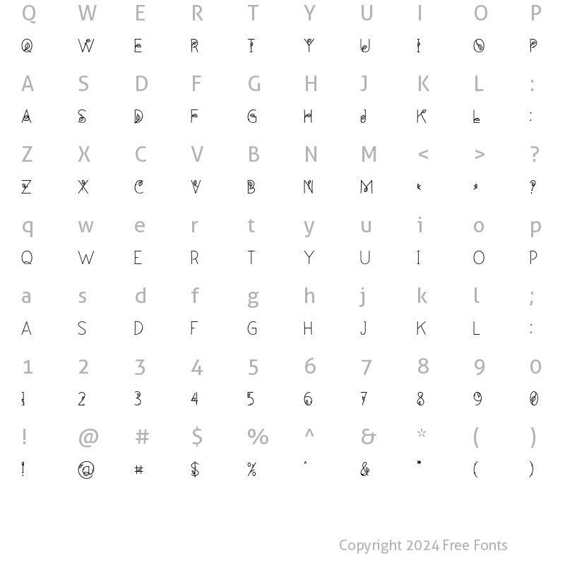 Character Map of arleafia Regular