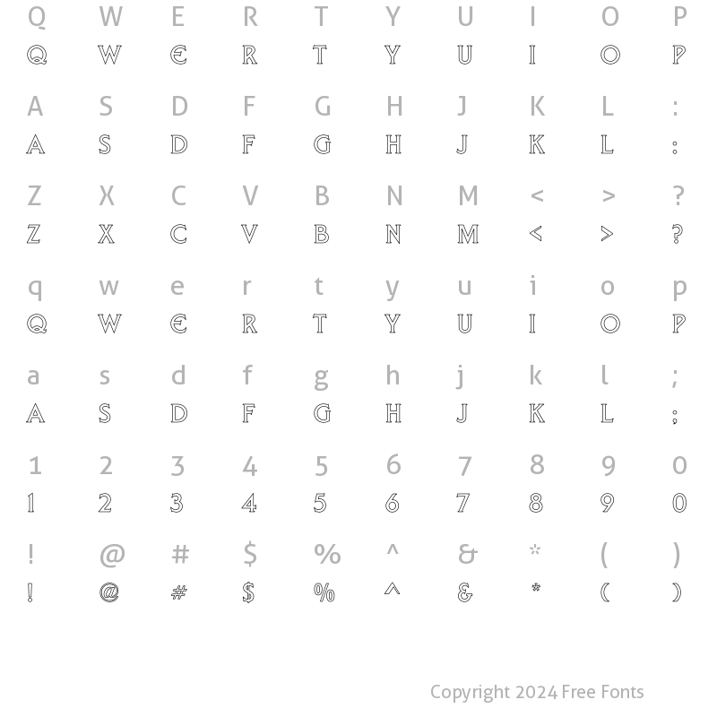 Character Map of Arnelle Hollow Regular