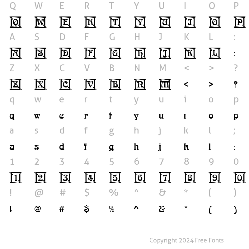 Character Map of Arnold Becker Ini Regular