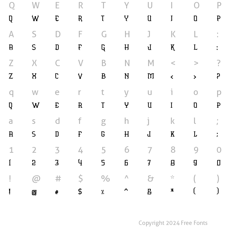 Character Map of Aronica Regular