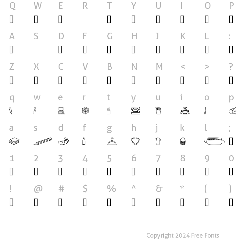 Character Map of Around the house Regular