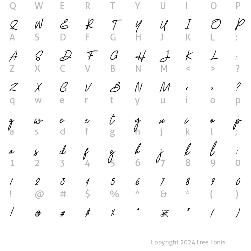 Character Map of Arrafah Italic