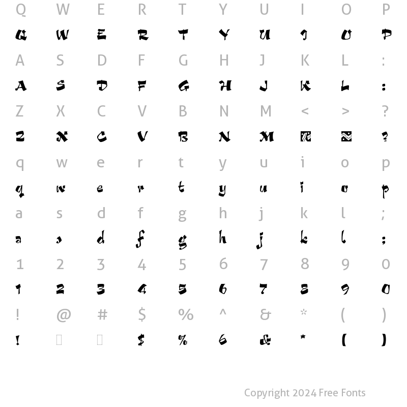 Character Map of Arriba Plain Regular