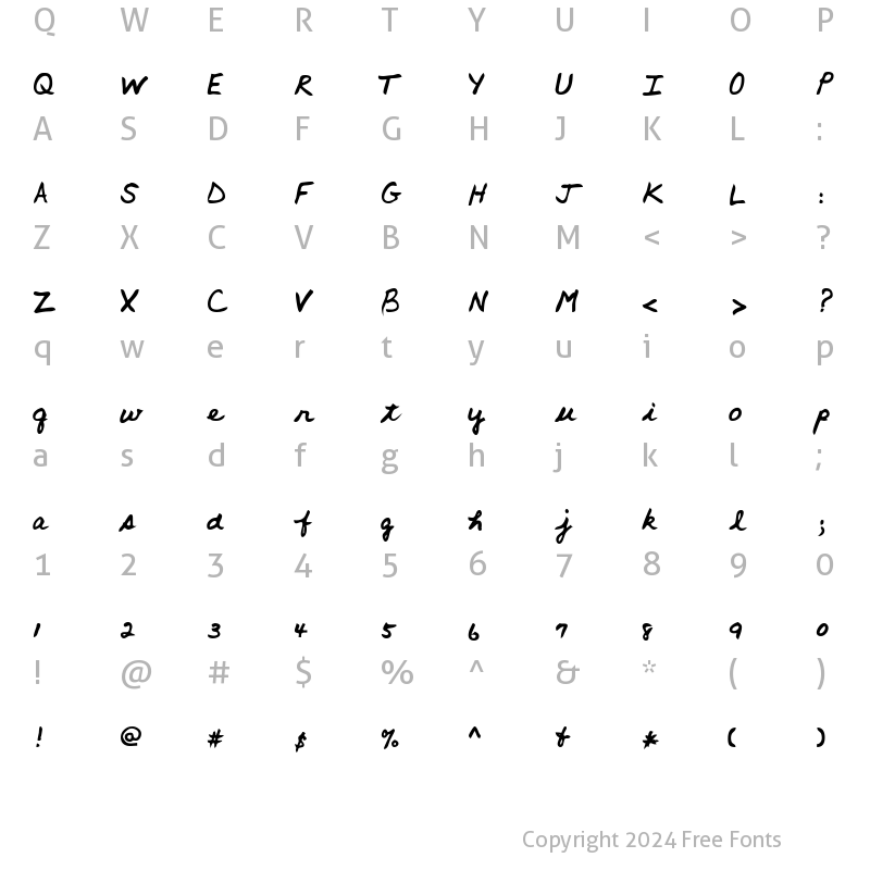 Character Map of ArronsHand Bold