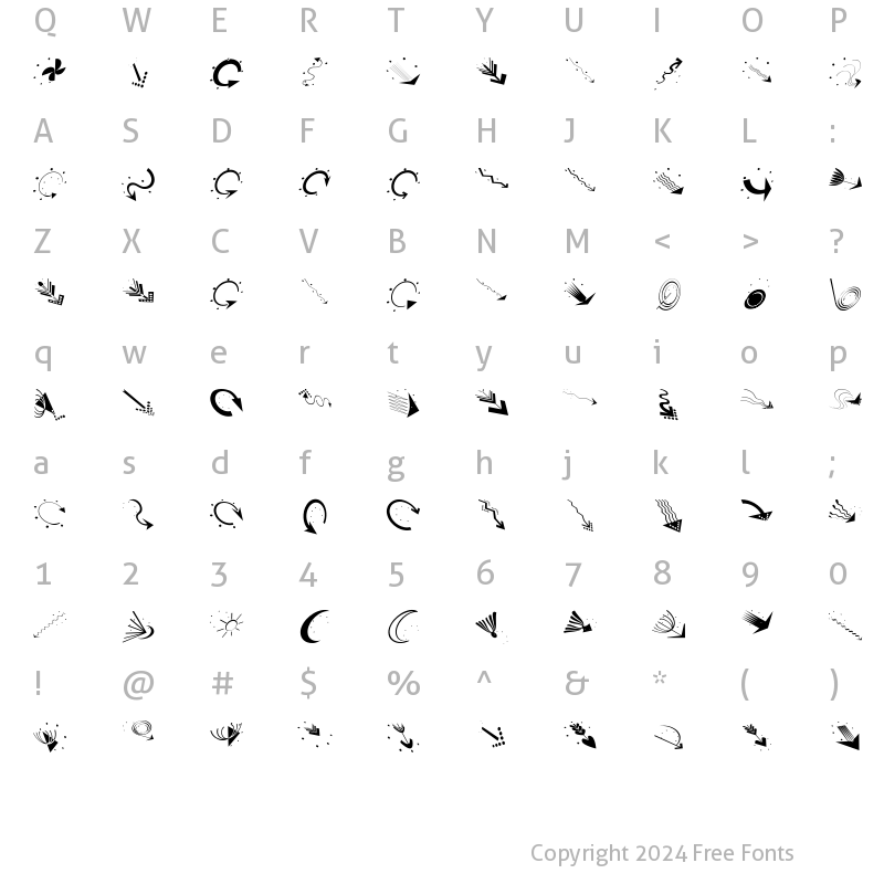 Character Map of ArrowbixTwoDown Regular