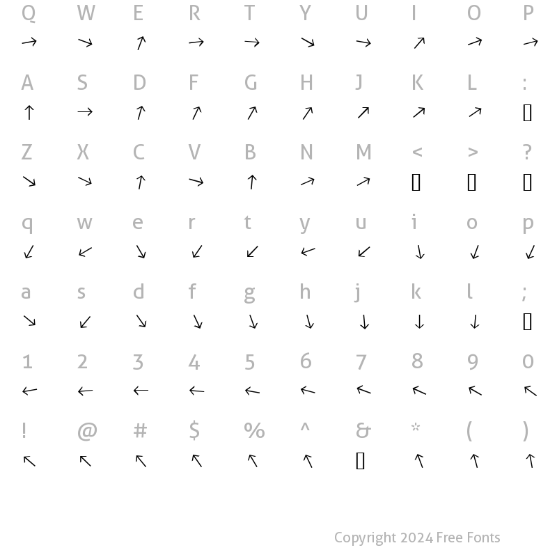 Character Map of ArrowFont Regular