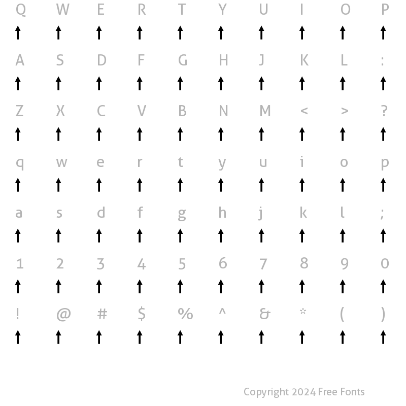 Character Map of Arrows1 Regular