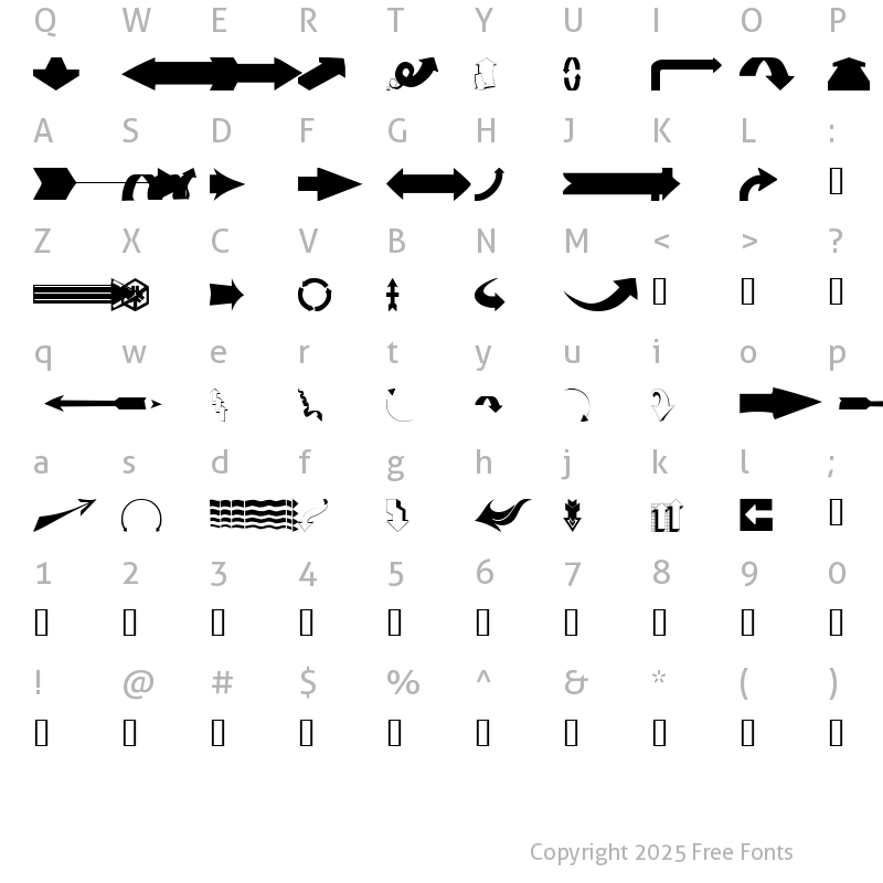 Character Map of Arrows#1 Regular