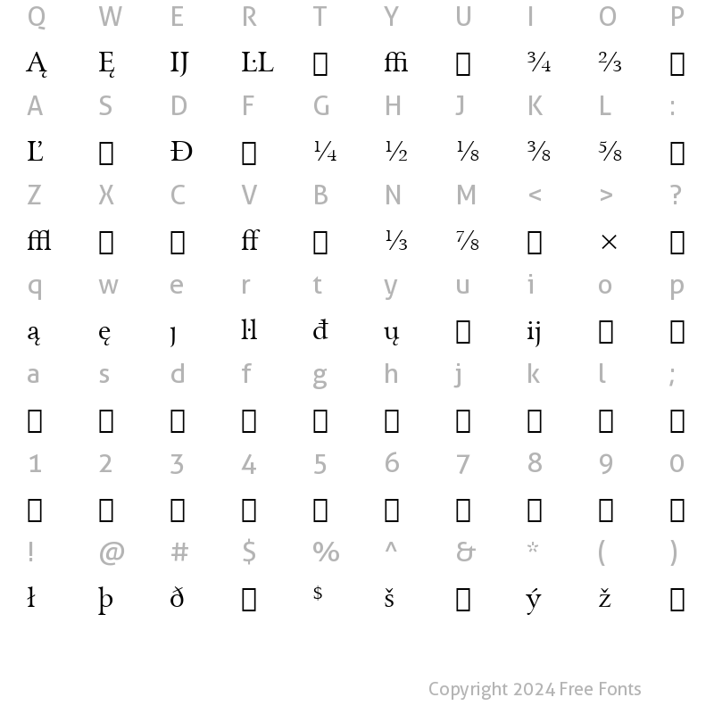 Character Map of Arrus Ext BT Extension