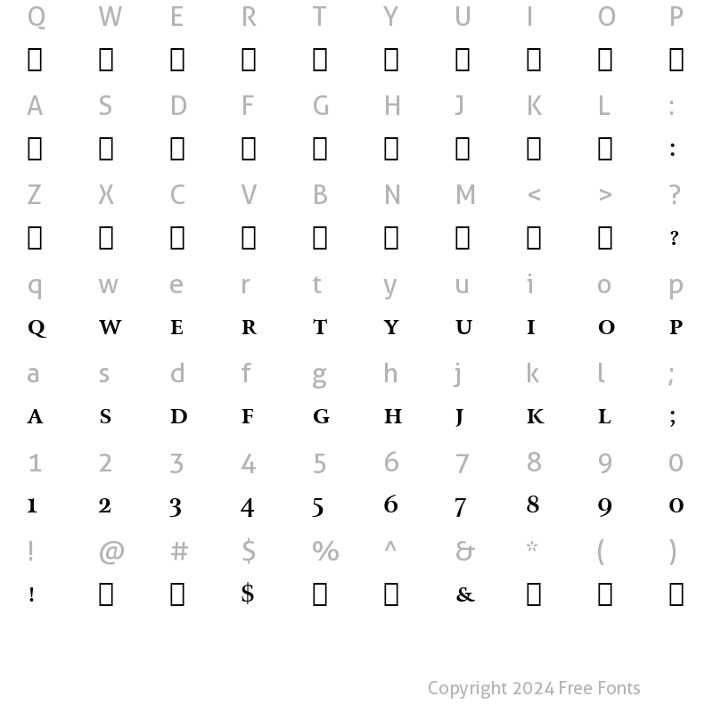 Character Map of Arrus SmCap BT Bold Small Cap