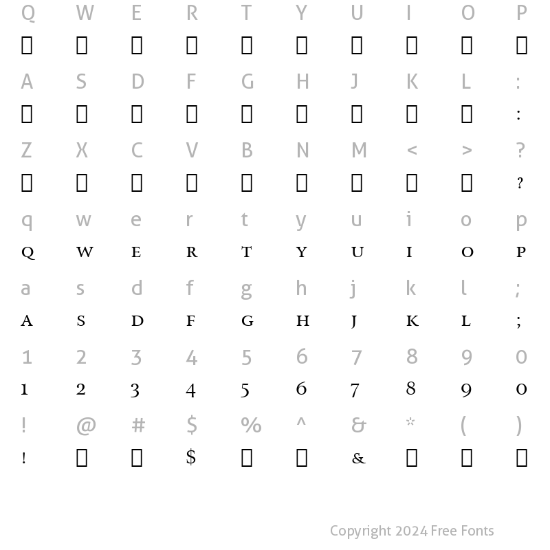 Character Map of Arrus SmCap BT Small Cap