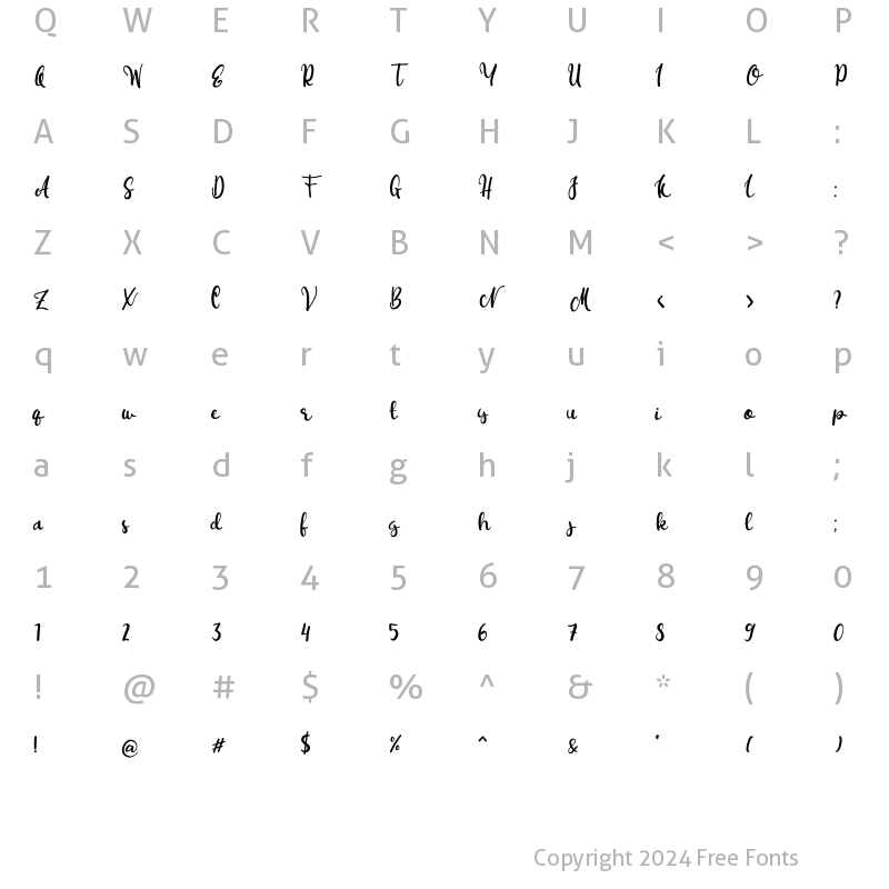 Character Map of Arsalia Regular