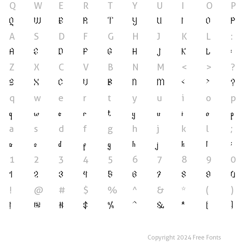 Character Map of Arshaka Regular