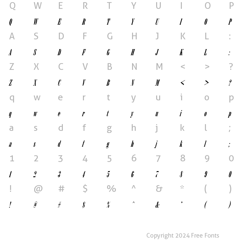 Character Map of ArsisDReg Italic