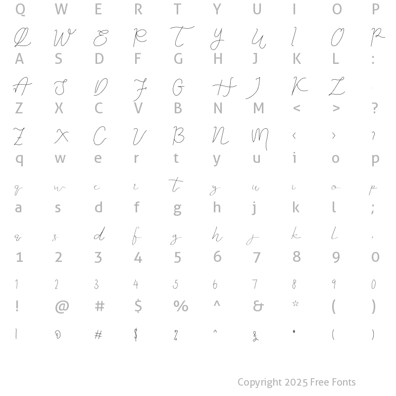 Character Map of Arsya Edelwiess Script