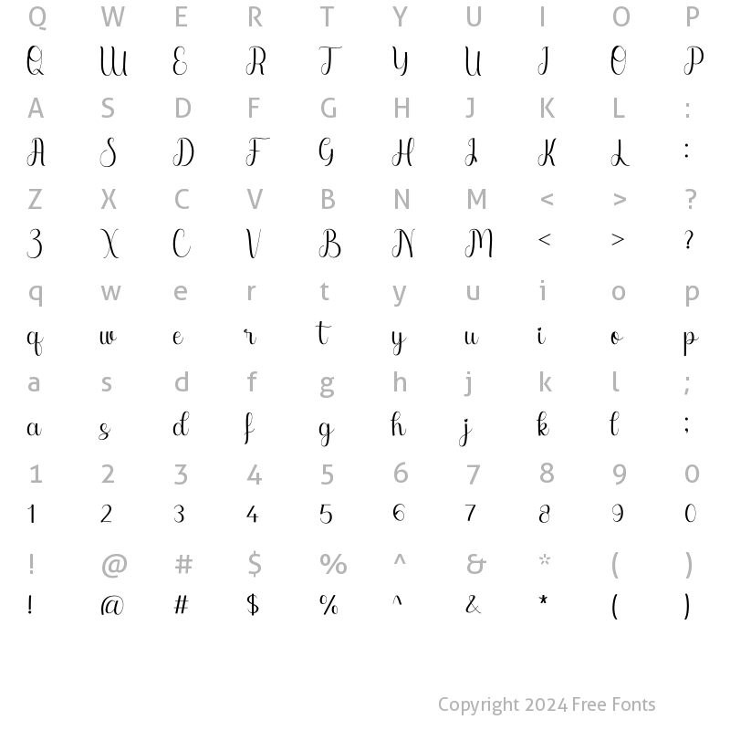 Character Map of Arsyah Regular