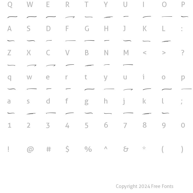 Character Map of Arsylia Underines Regular