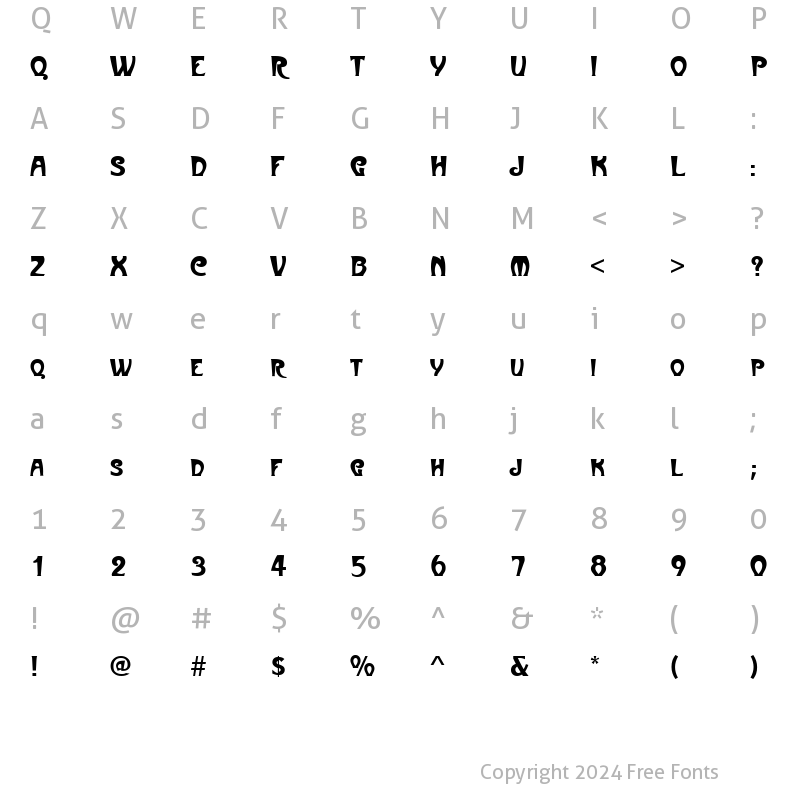 Character Map of Art-Metropol Regular