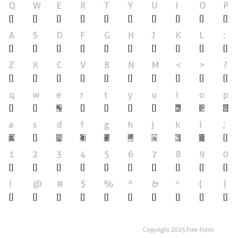 Character Map of Art Nouveau Flowers Regular
