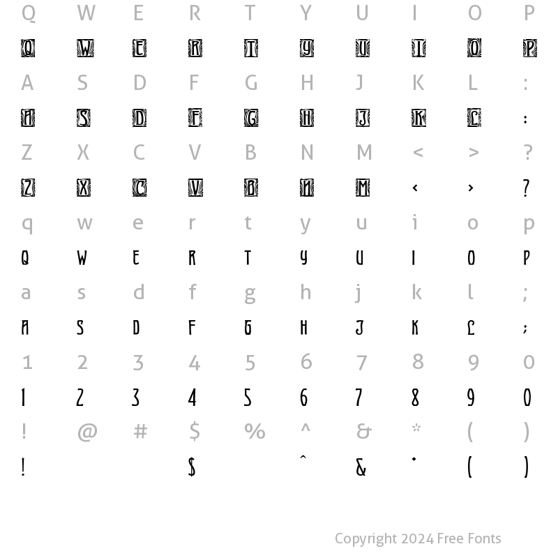 Character Map of Art-Nouveau Initial Regular