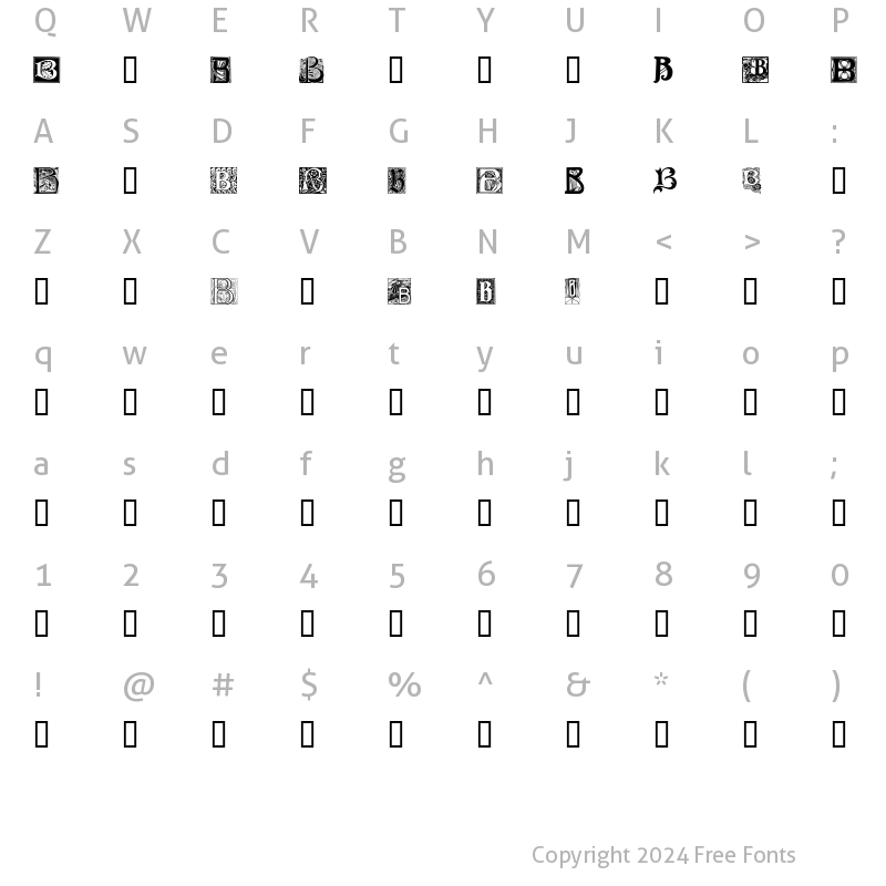 Character Map of Art Nouveau Initials B Regular