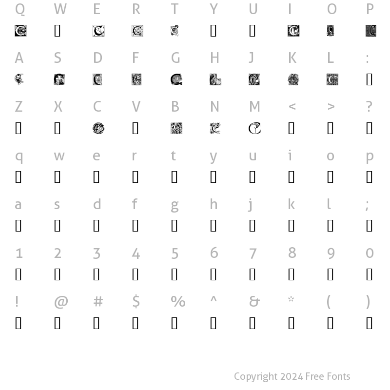 Character Map of Art Nouveau Initials C Regular