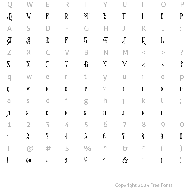 Character Map of Art-Victorian Regular