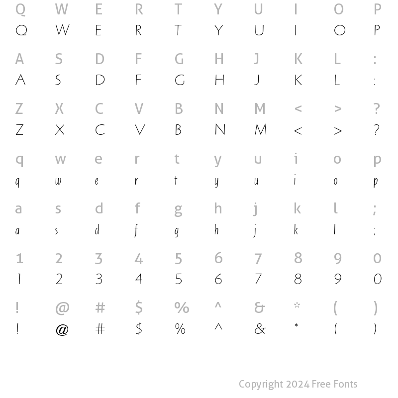 Character Map of Arta Std Light Italic