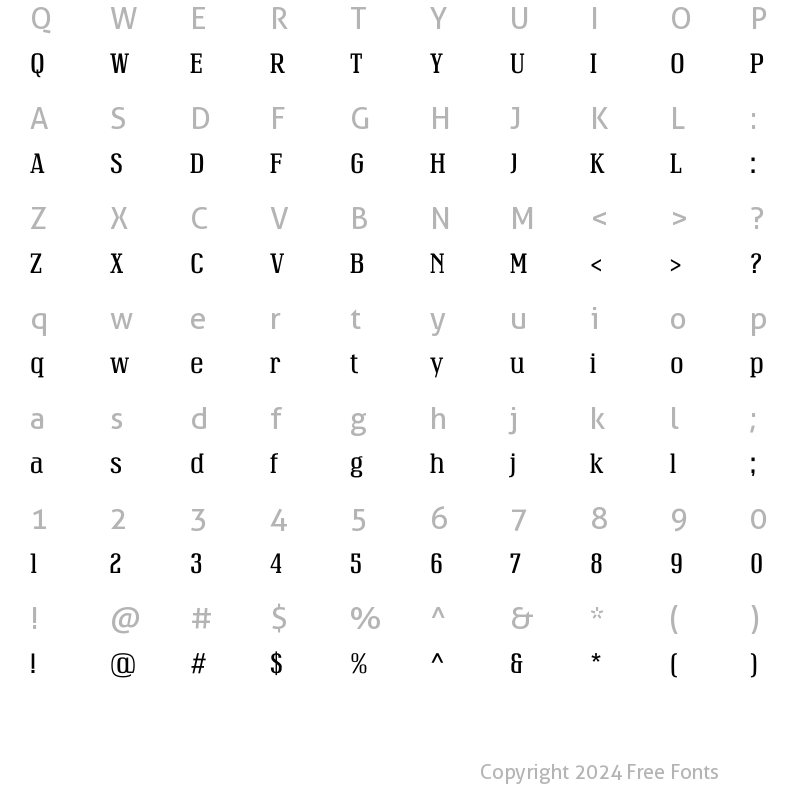 Character Map of Artartika Slab Regular