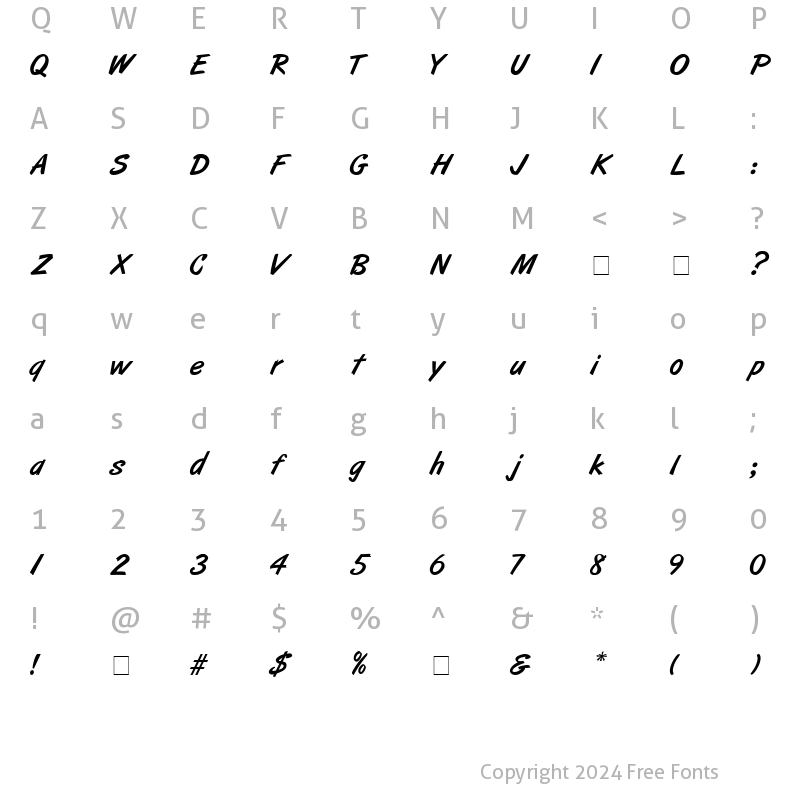 Character Map of ArtBrush Medium