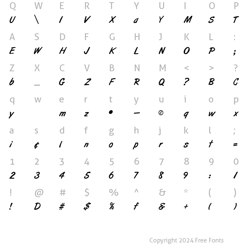 Character Map of ArtBrush Regular