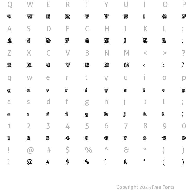 Character Map of ArtCore Regular