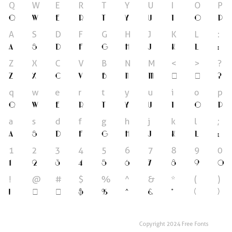 Character Map of Artdeco MN Regular