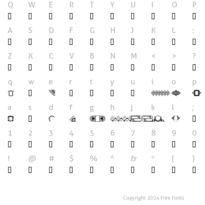 Character Map of ArtDeco Motif Regular